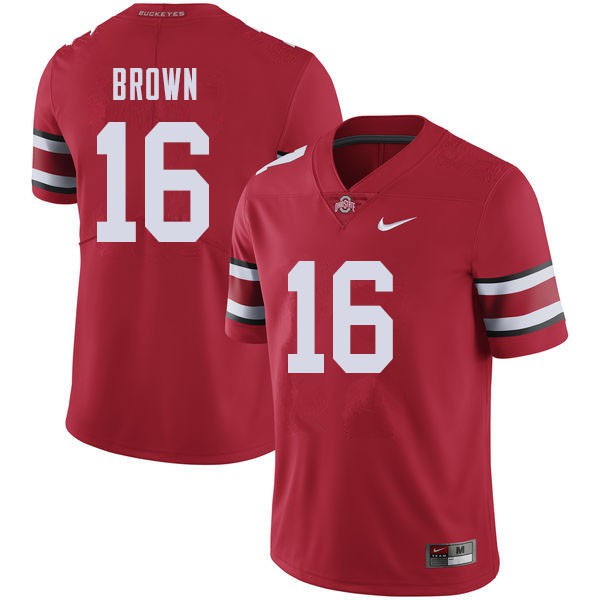 Ohio State Buckeyes #16 Cameron Brown Men Official Jersey Red OSU40996